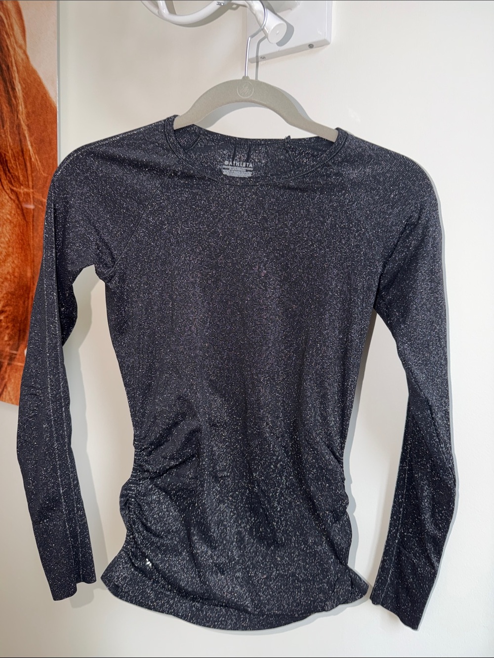 Athleta Black Sparkle Long Sleeve Performance Tee